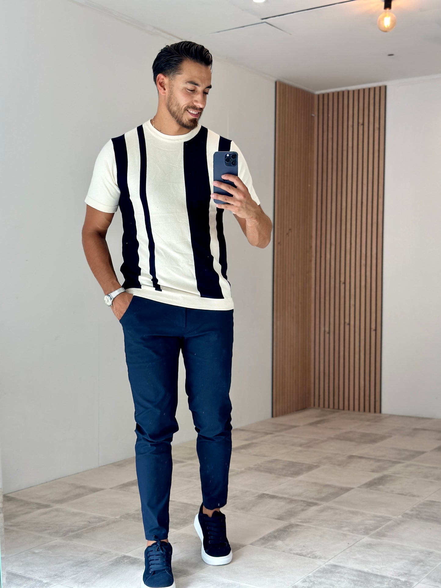 T SHIRT ILIANO BLEU/ÉCRU