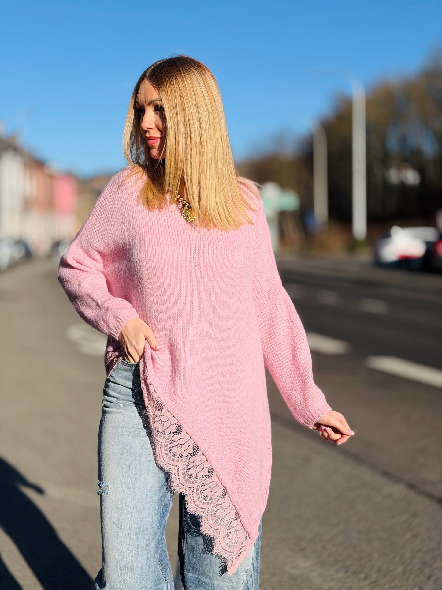 Pull « ASYMÉTRIQUE » ROSE POUDRÉ