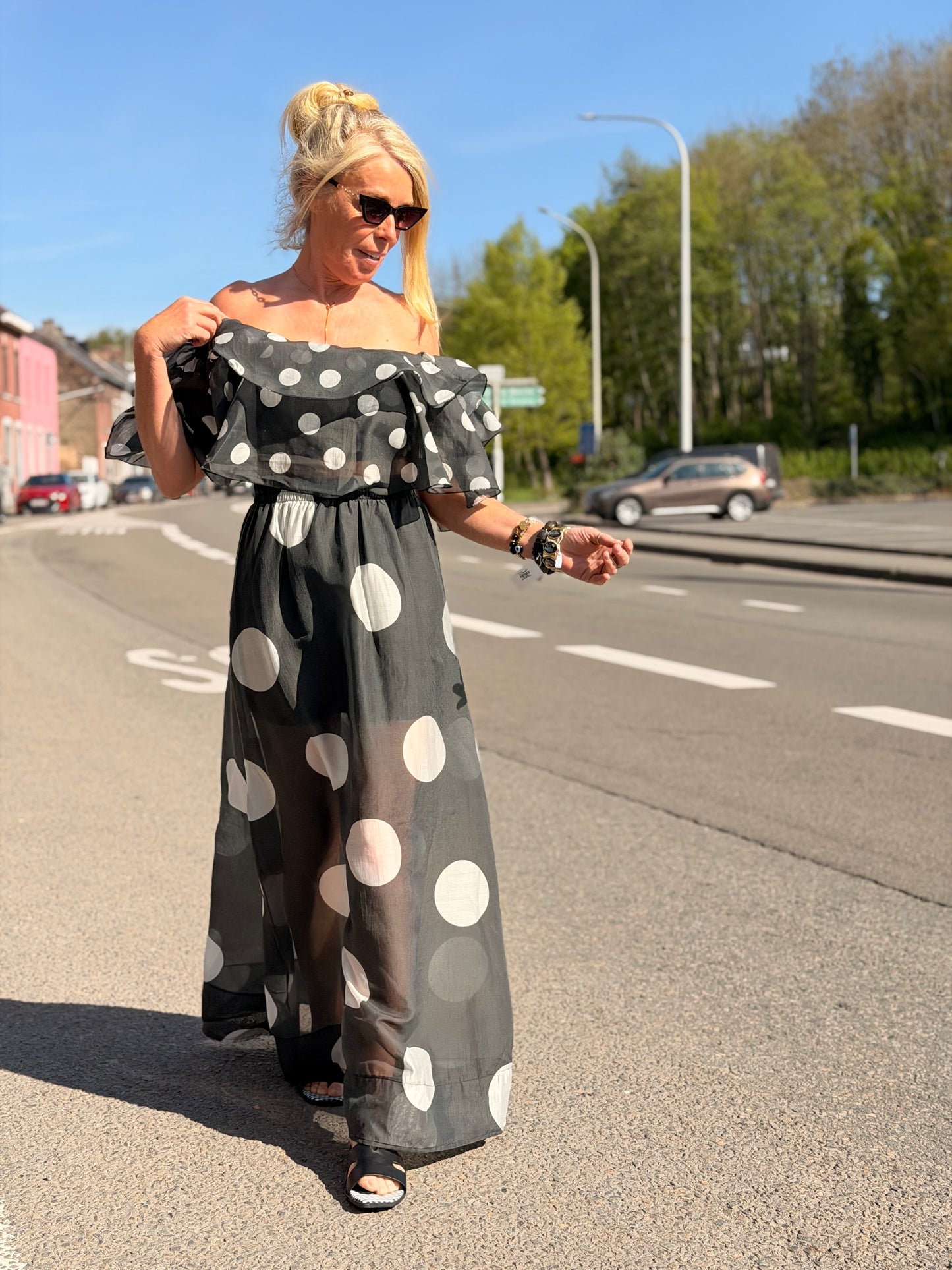 Ensemble "Mariano" Noir Pois Blanc