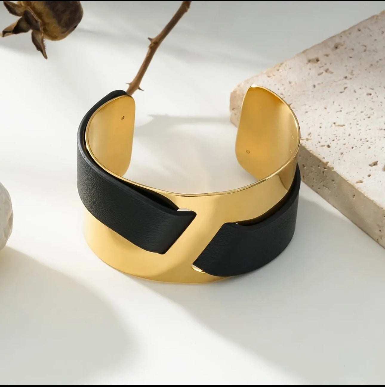 BRACELET BI MATIÈRE NOIR