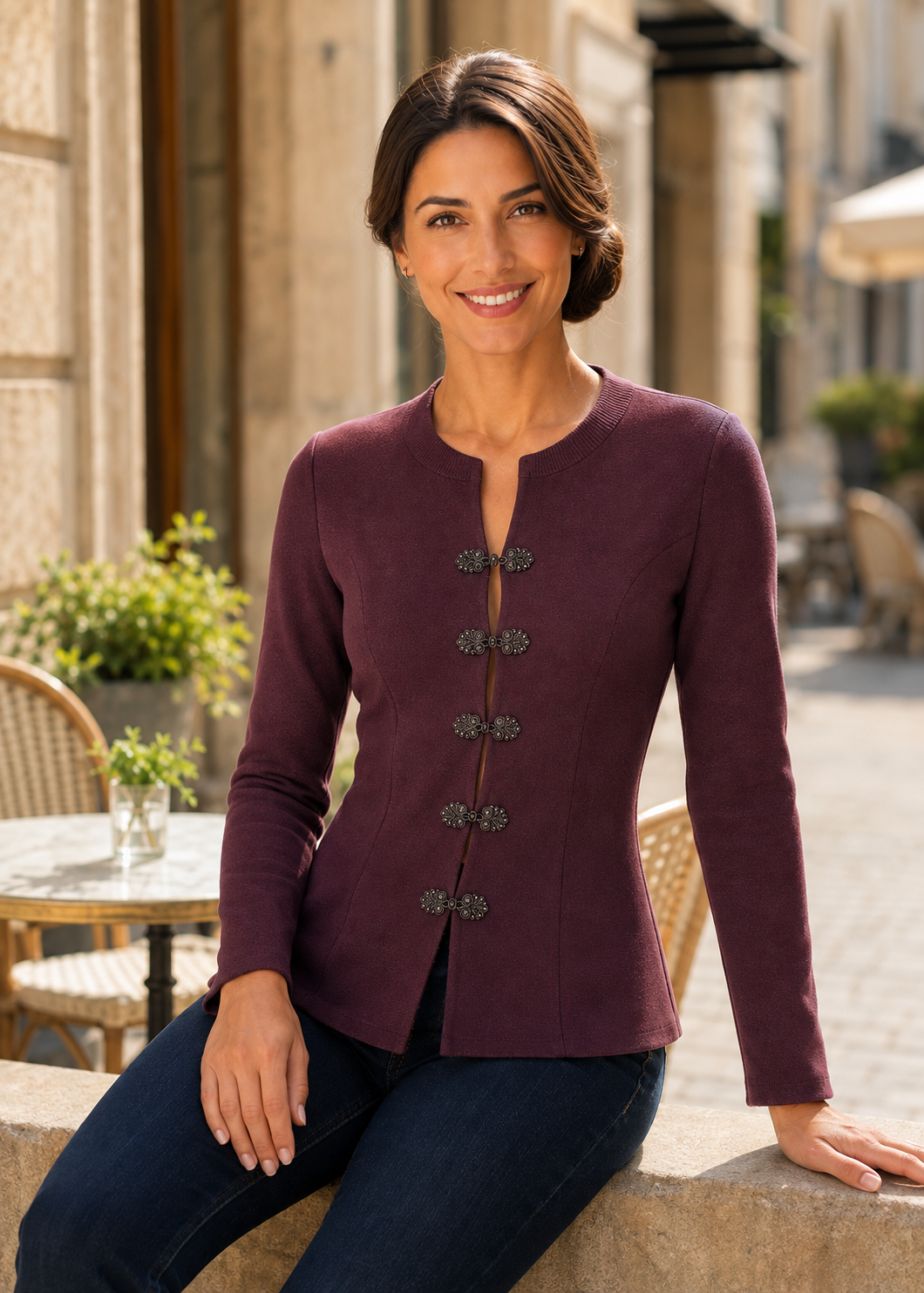 Gilet «Éveline» bordeau