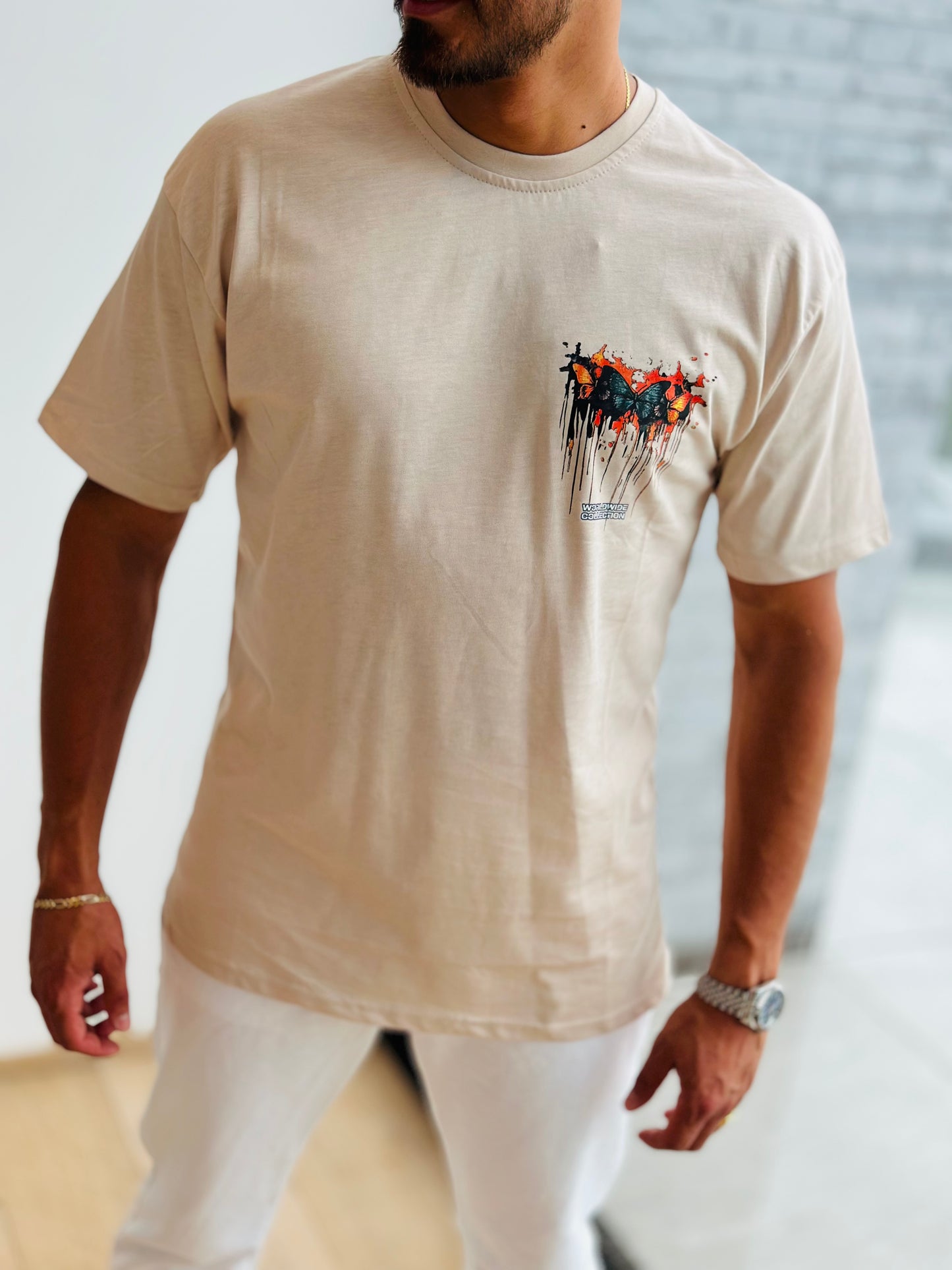 T SHIRT BUTTERFLY BEIGE