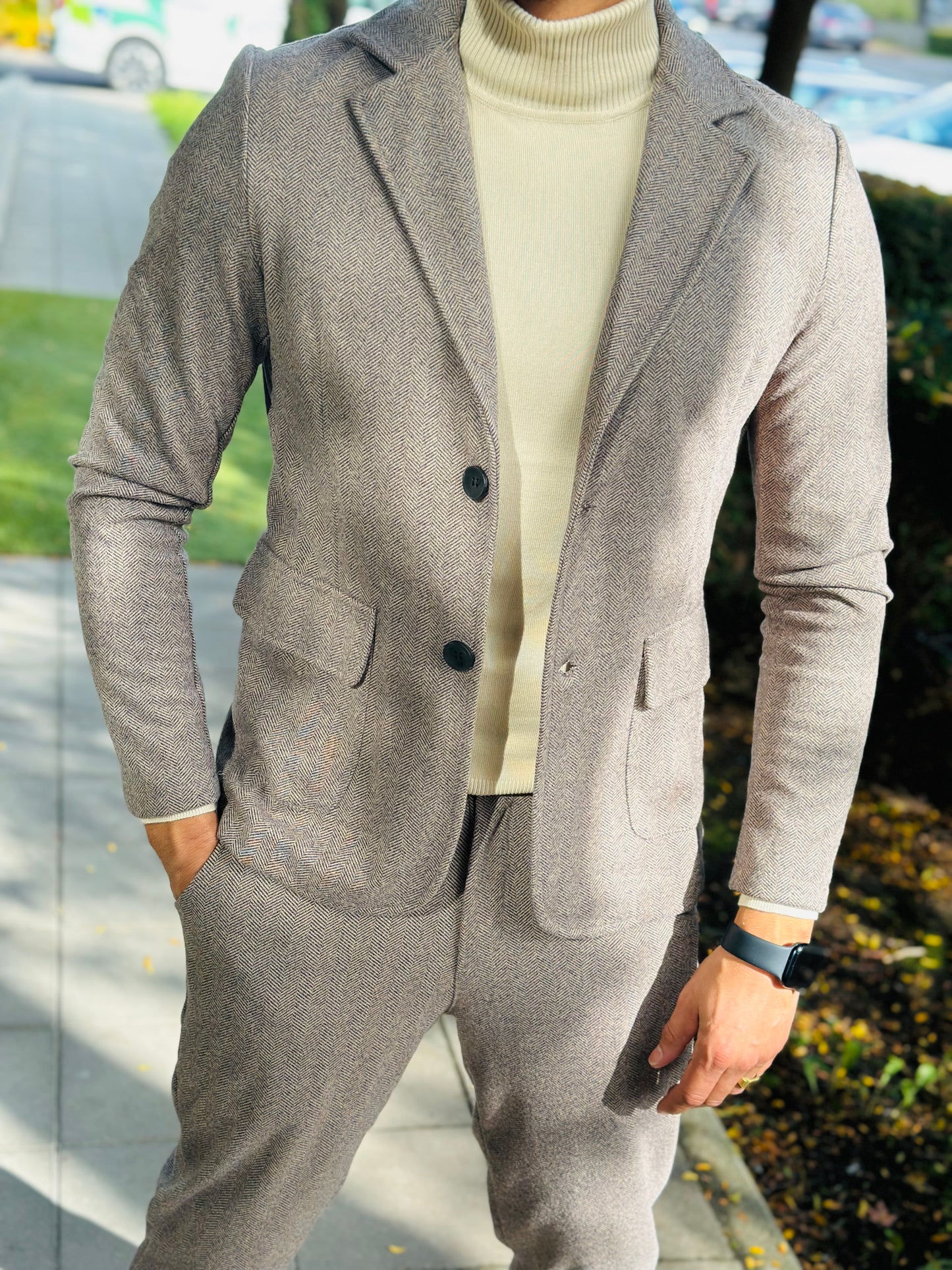 ENSEMBLE BLAZER TAUPE CHINÉ