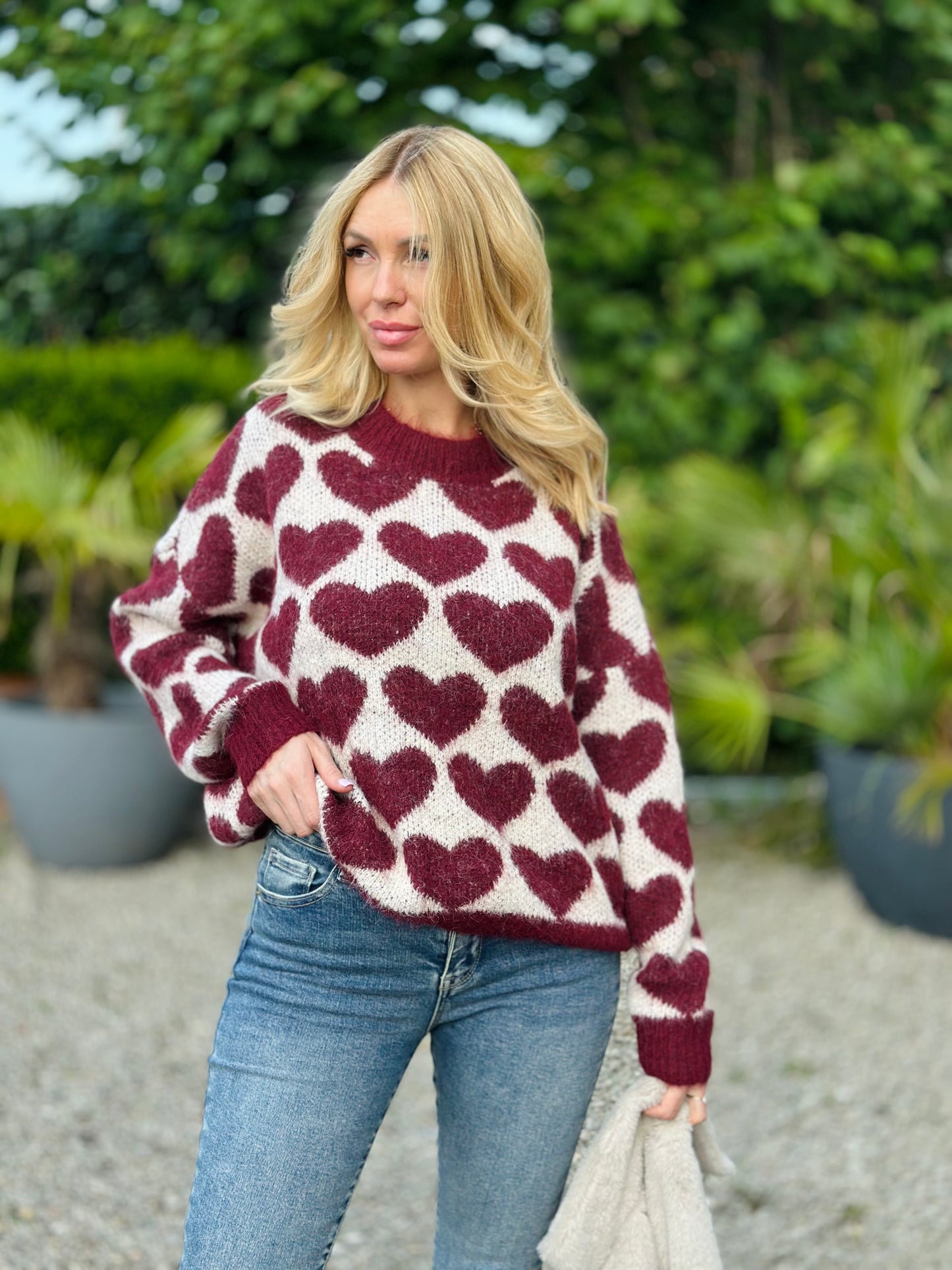 Pull « CŒUR » BORDEAUX