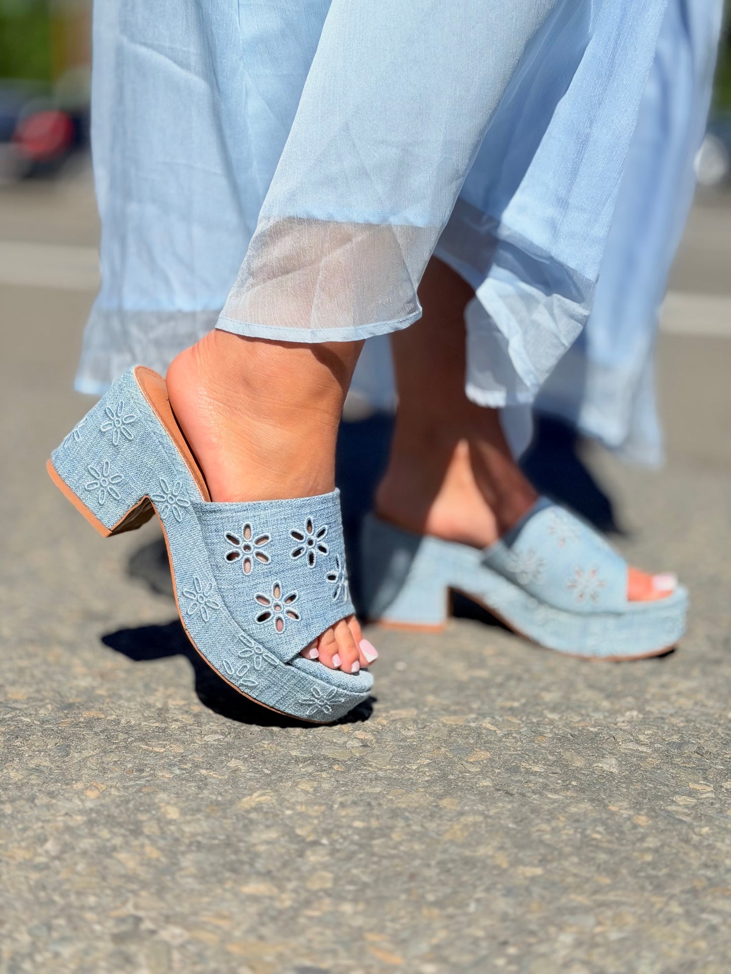 Sandales à talon «Bonnie» bleu
