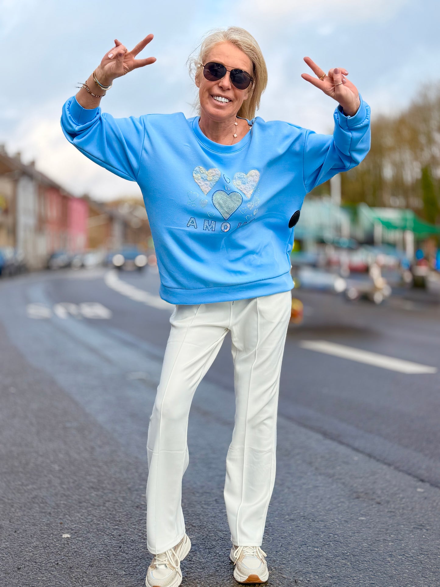 Sweat "Love" Jaune Strass