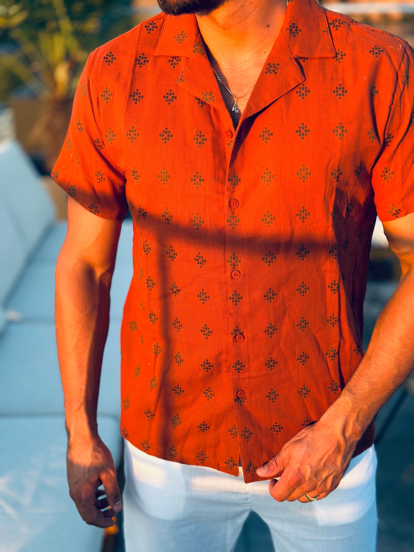 CHEMISE LINO TERRACOTA