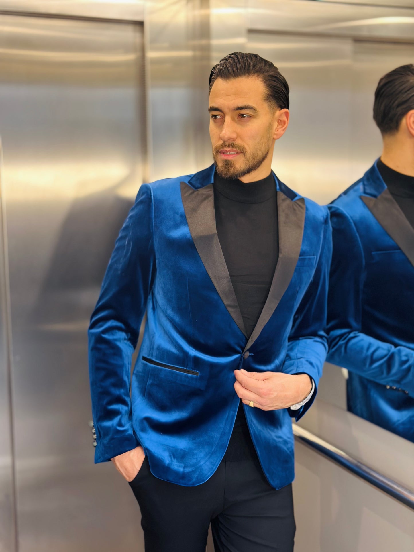 BLAZER VELOURS BLEU