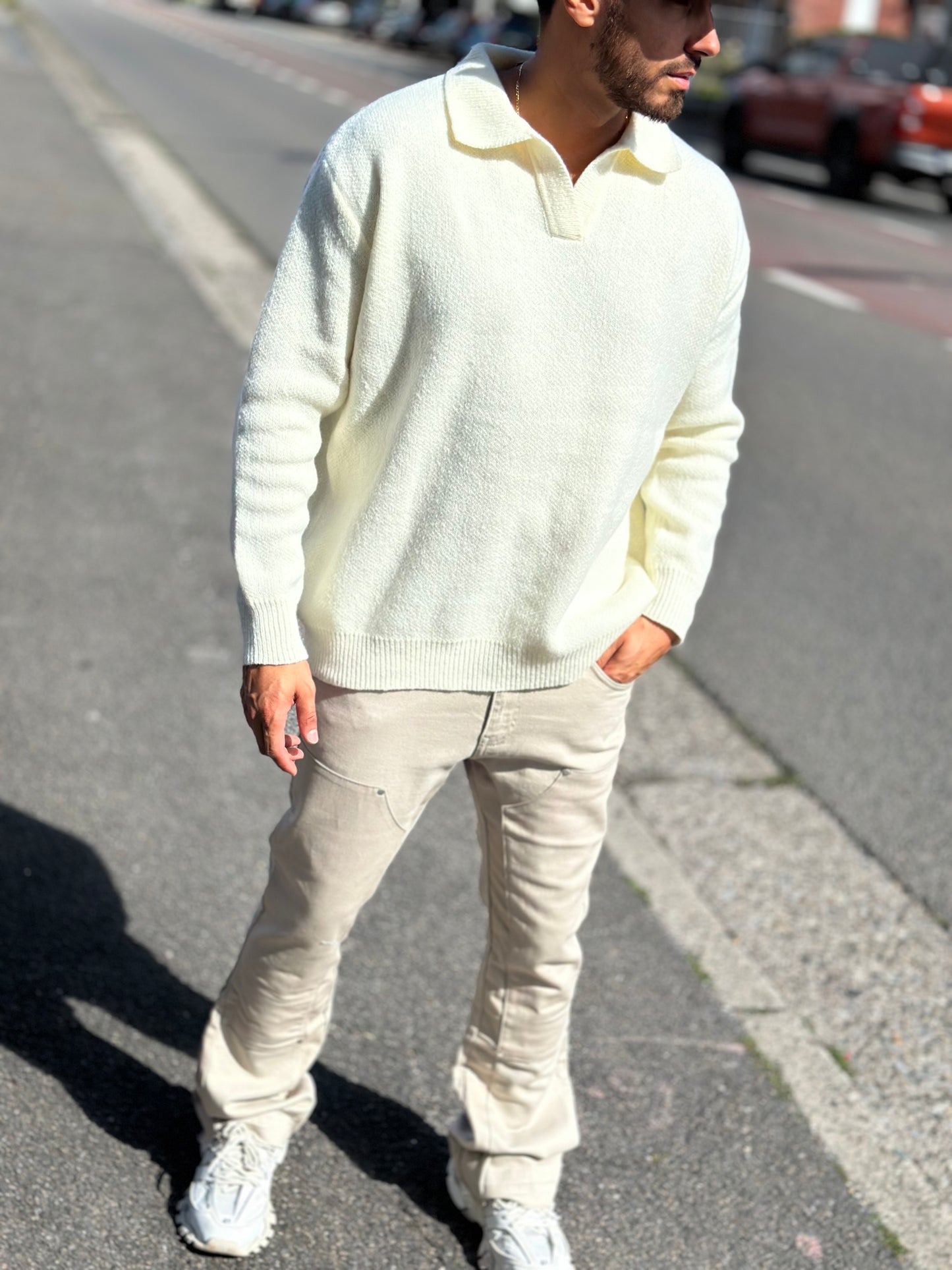 PULL COL V BEIGE