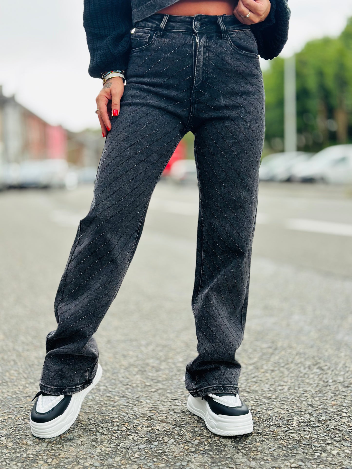 Jeans « VICTORIA » GRIS FONCÉ