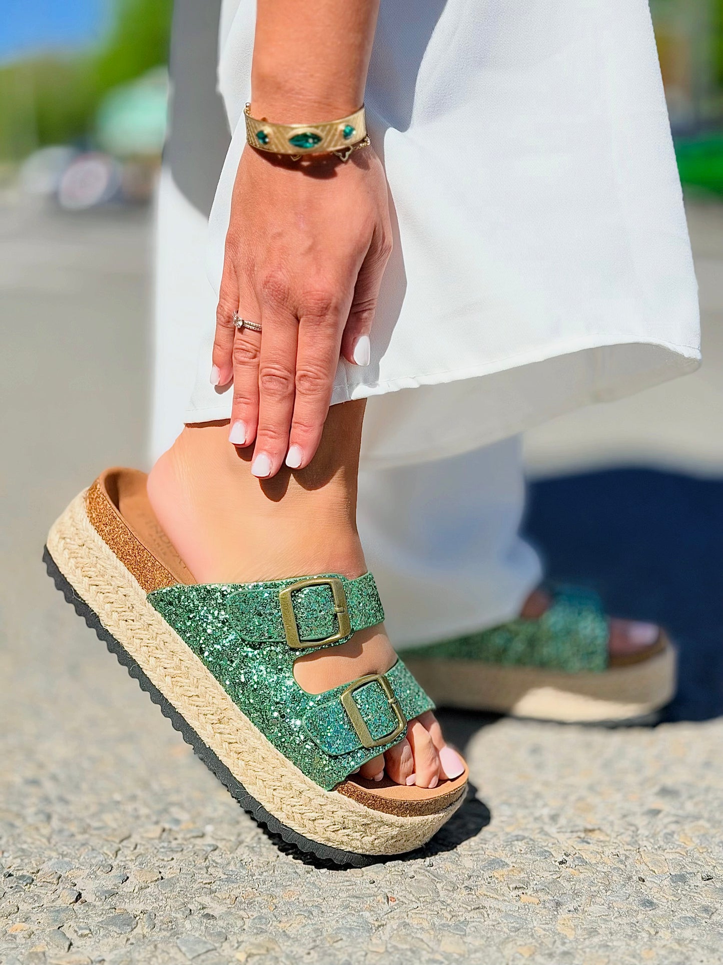 Clapettes «Pailletes » menthe