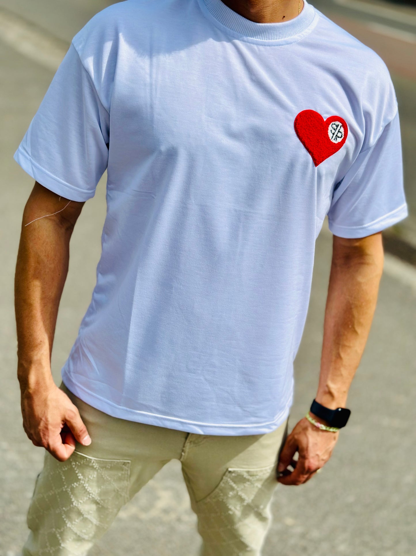 T SHIRT HEART BLANC