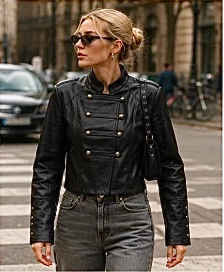 Veste simili cuir "Colonel" Noir
