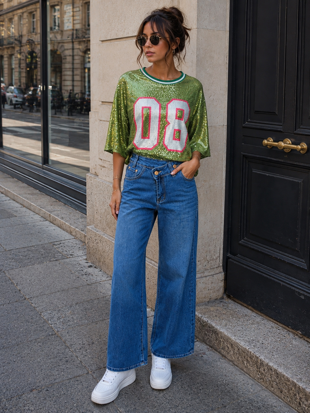 Jeans «Décalé» bleu