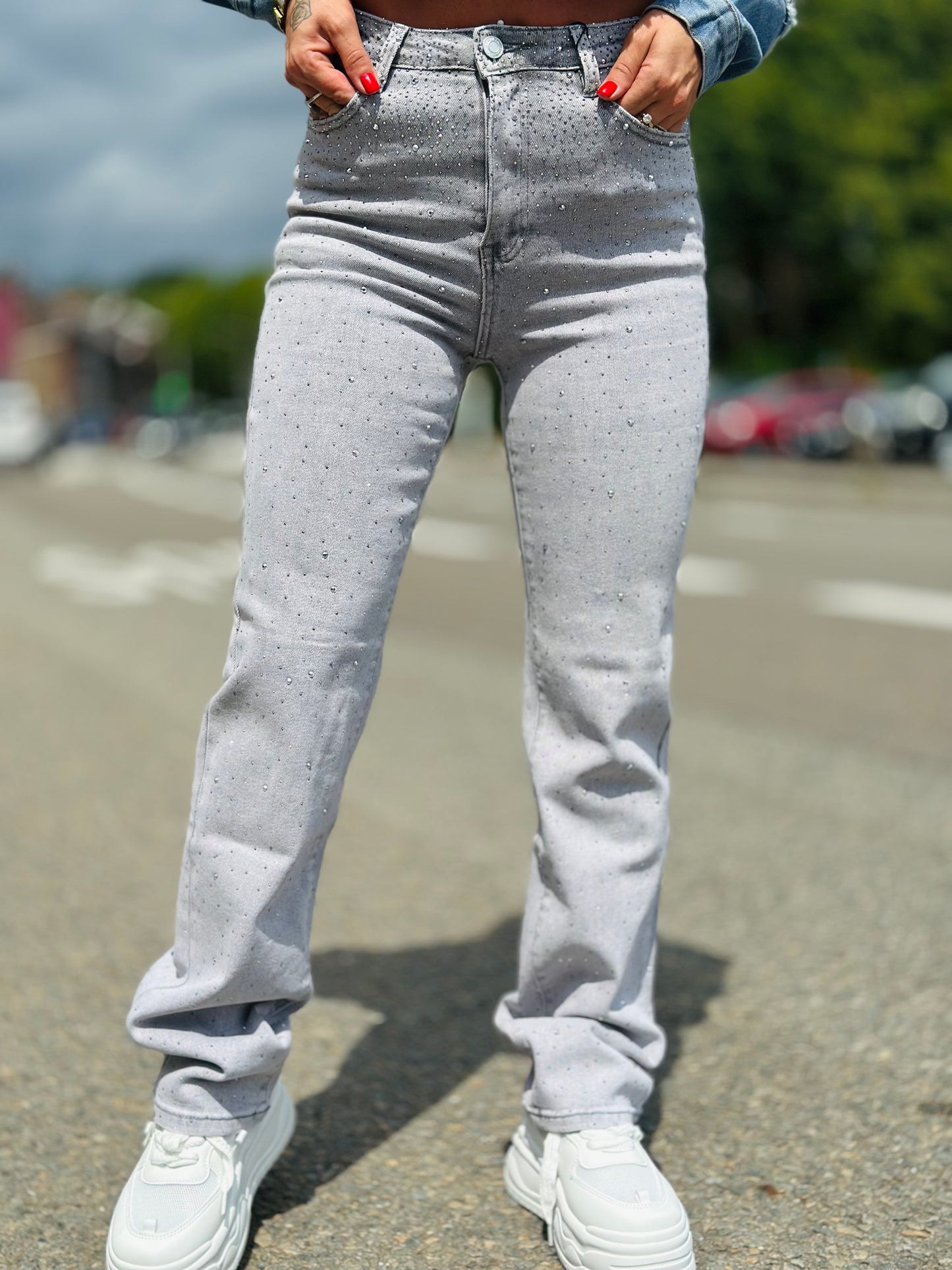 Jeans « STRASS » GRIS