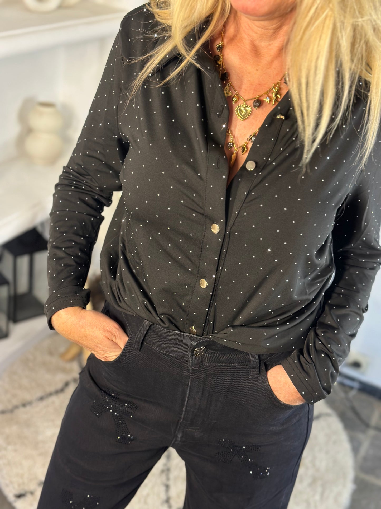 Chemisier « STRASS » NOIR