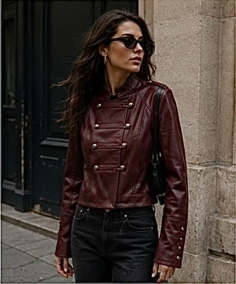 Veste similicuir "Colonel " Bordeaux