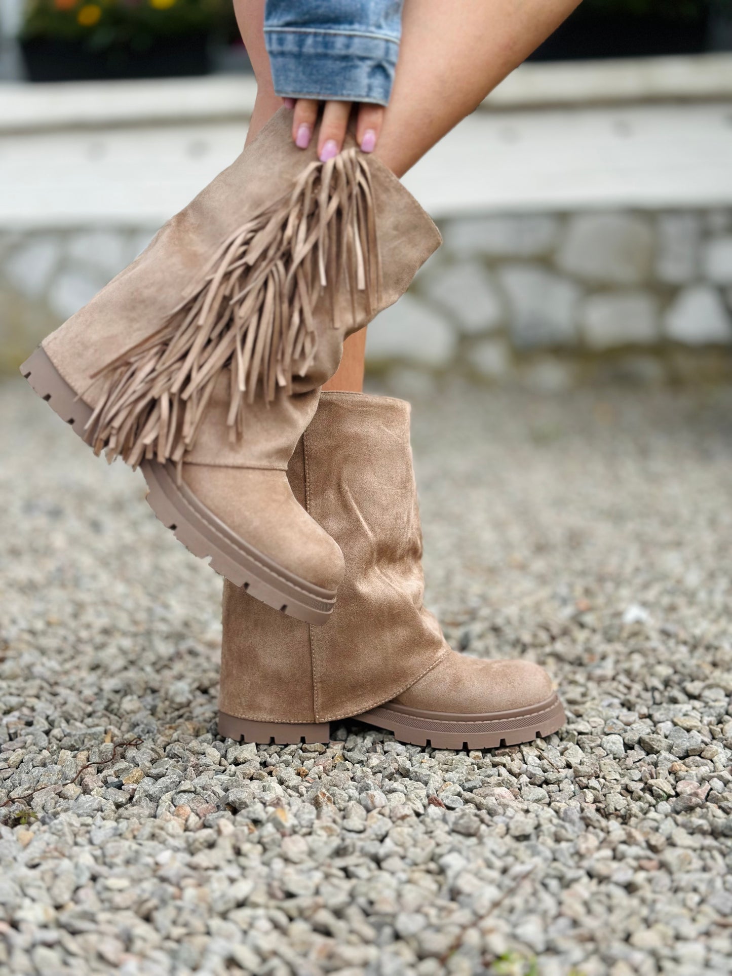 Bottine « FRANGE » BEIGE