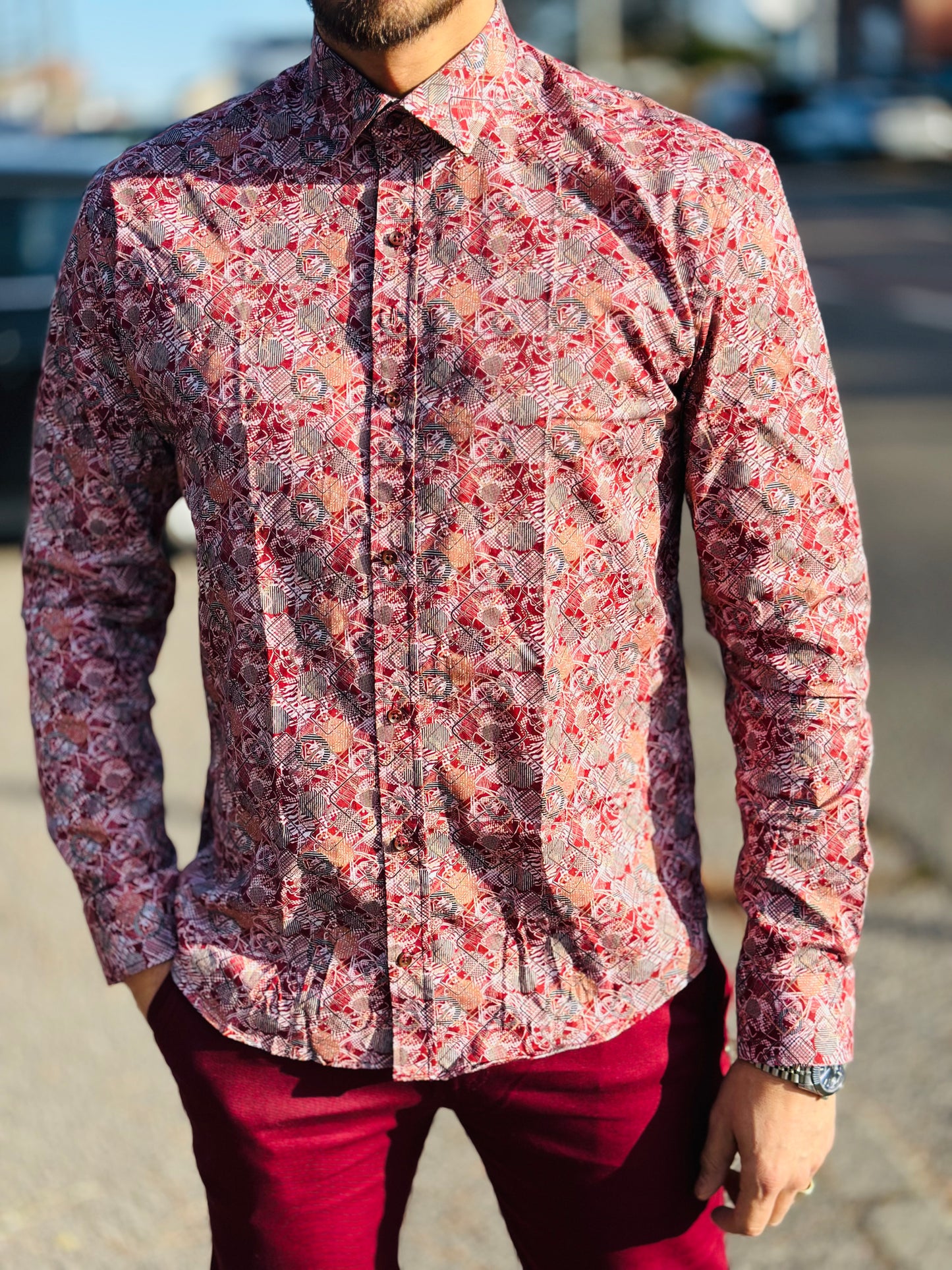 CHEMISE CARLO 6 BORDEAUX