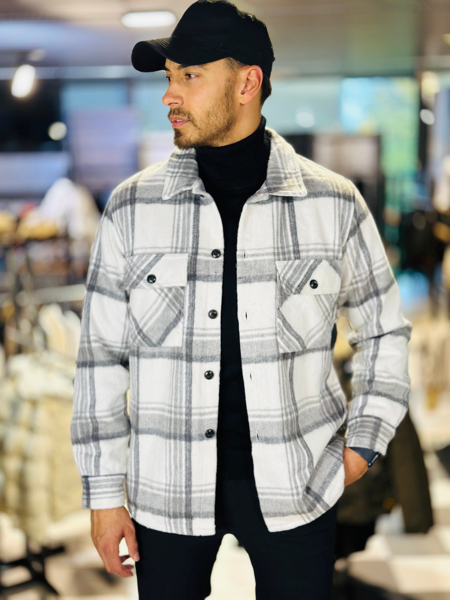 CHEMISE CARREAUX GRISE/BLANCHE