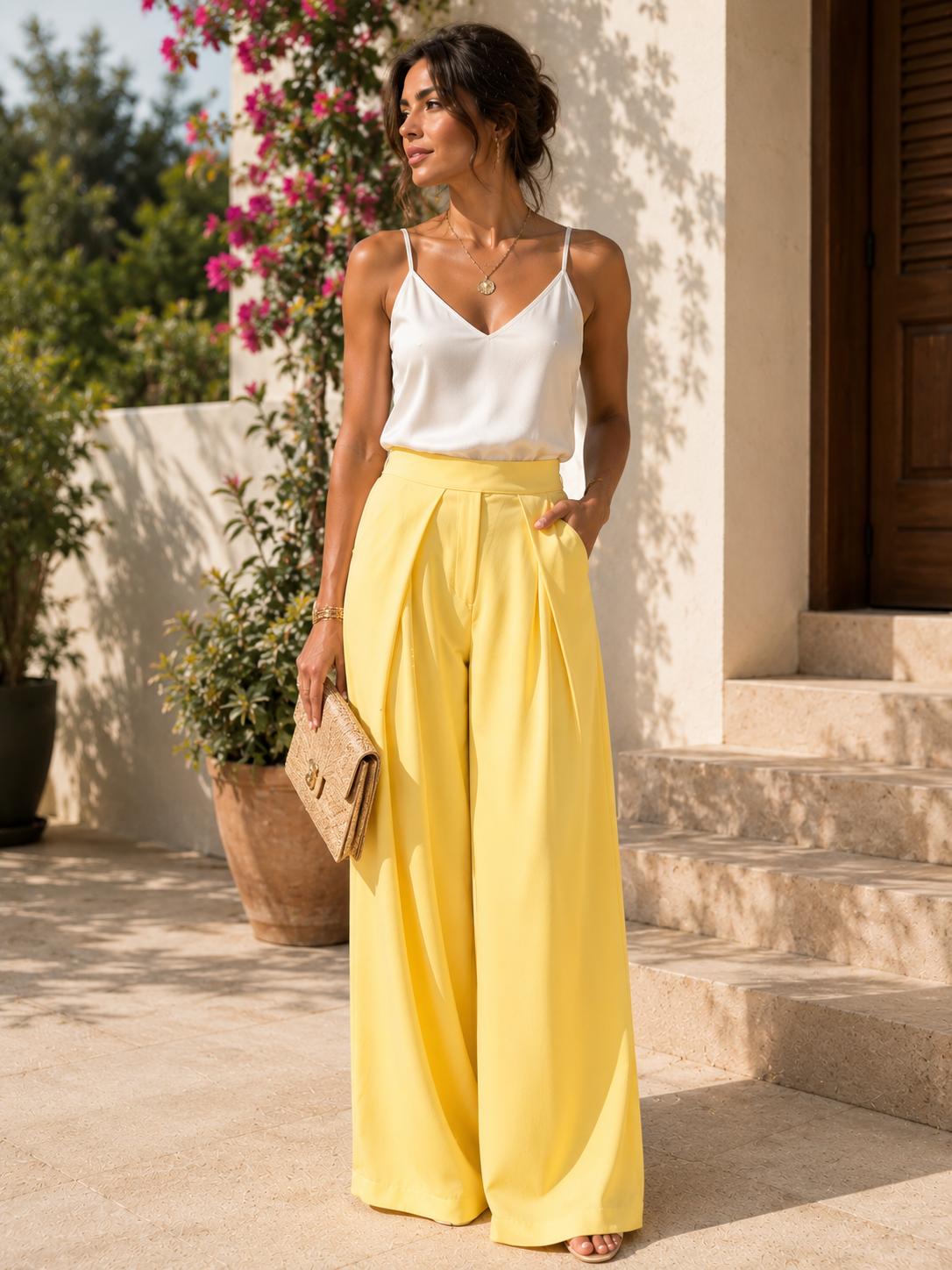 Pantalon «Palazzo» jaune