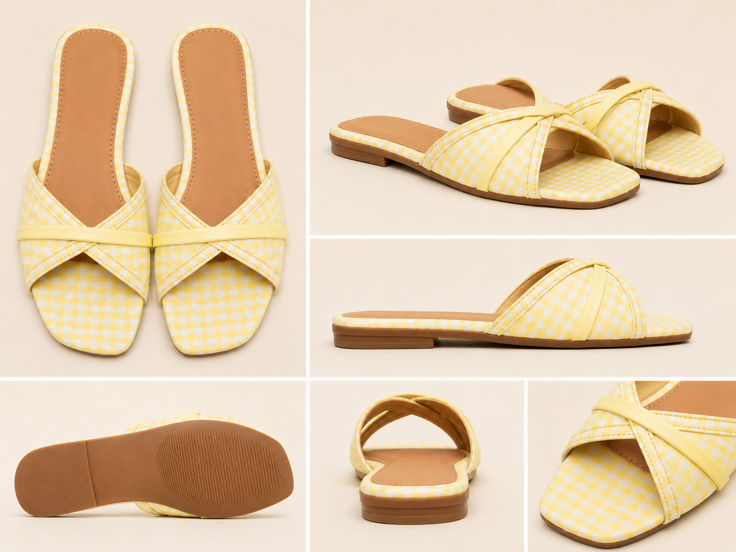 Sandales «Vichy» jaune