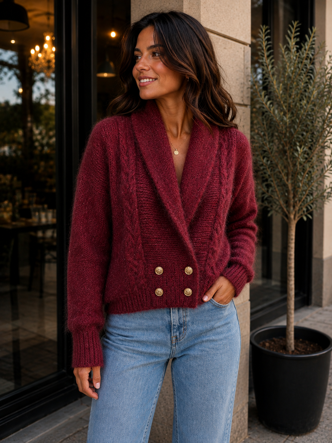 Gilet «Dalia» bordeau