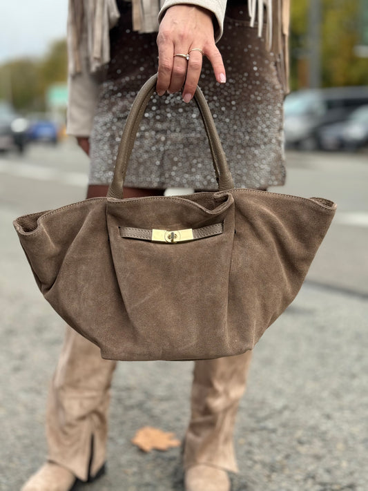 Sac « IRA » CUIR TAUPE