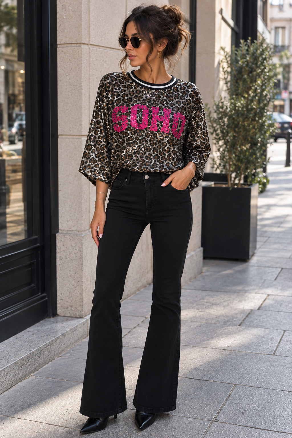 Jeans «Flare» push up noir
