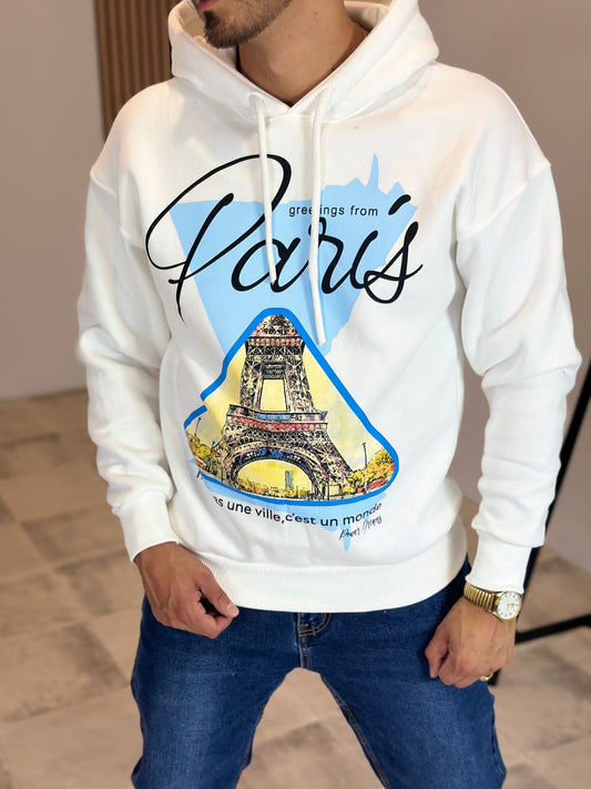 PULL À CAPUCHE BLANC PARIS