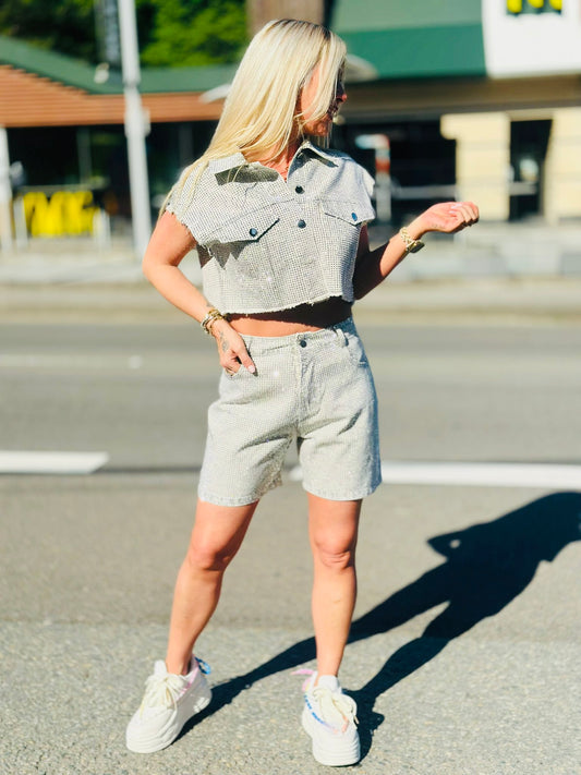 Short « FULL STRASS » BEIGE