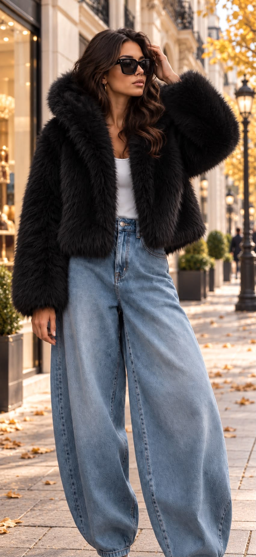 Veste fourrure noir Milan