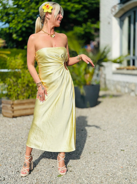Robe « SATINÉE » JAUNE