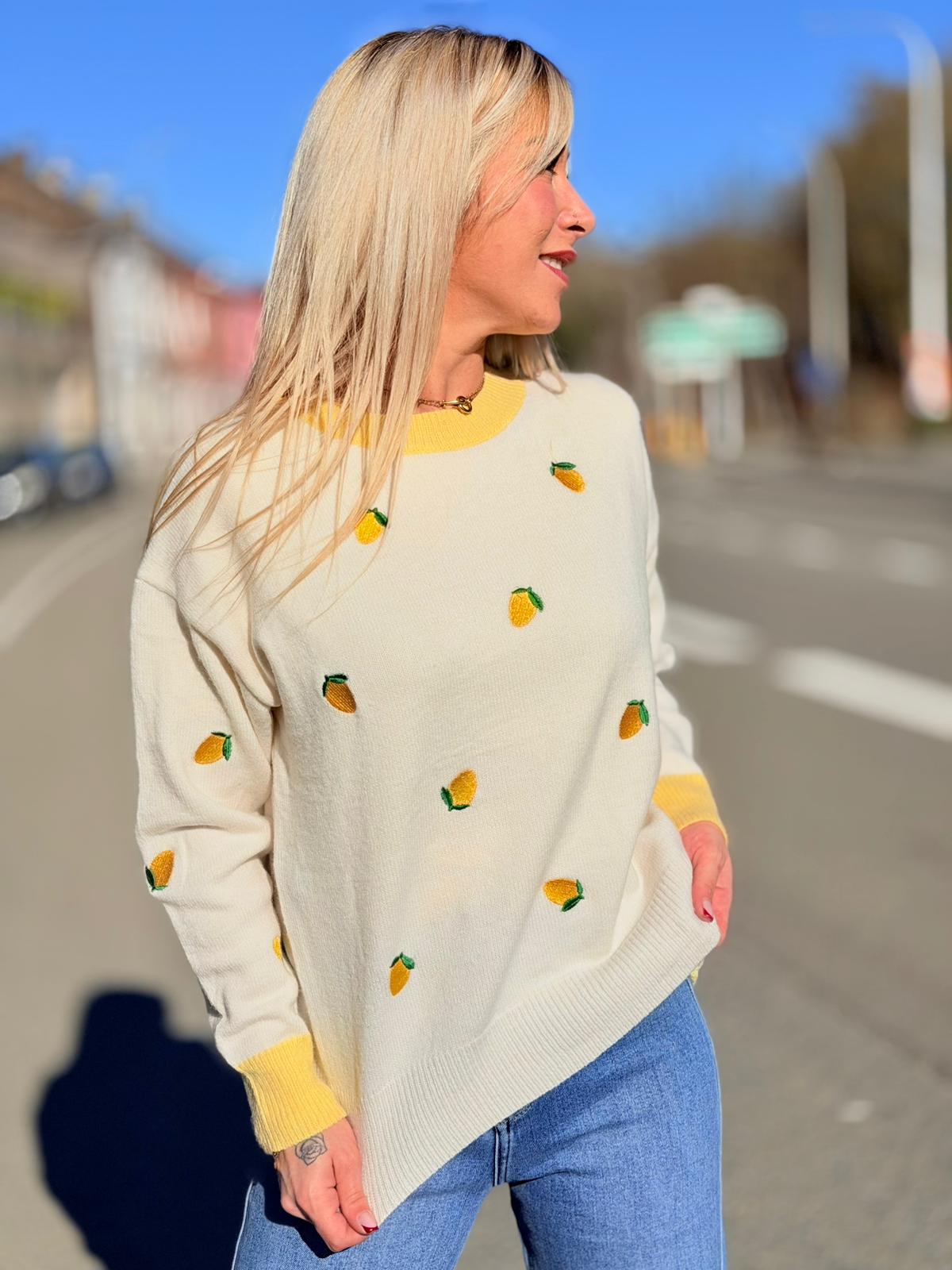 Pull "Citrique" Blanc