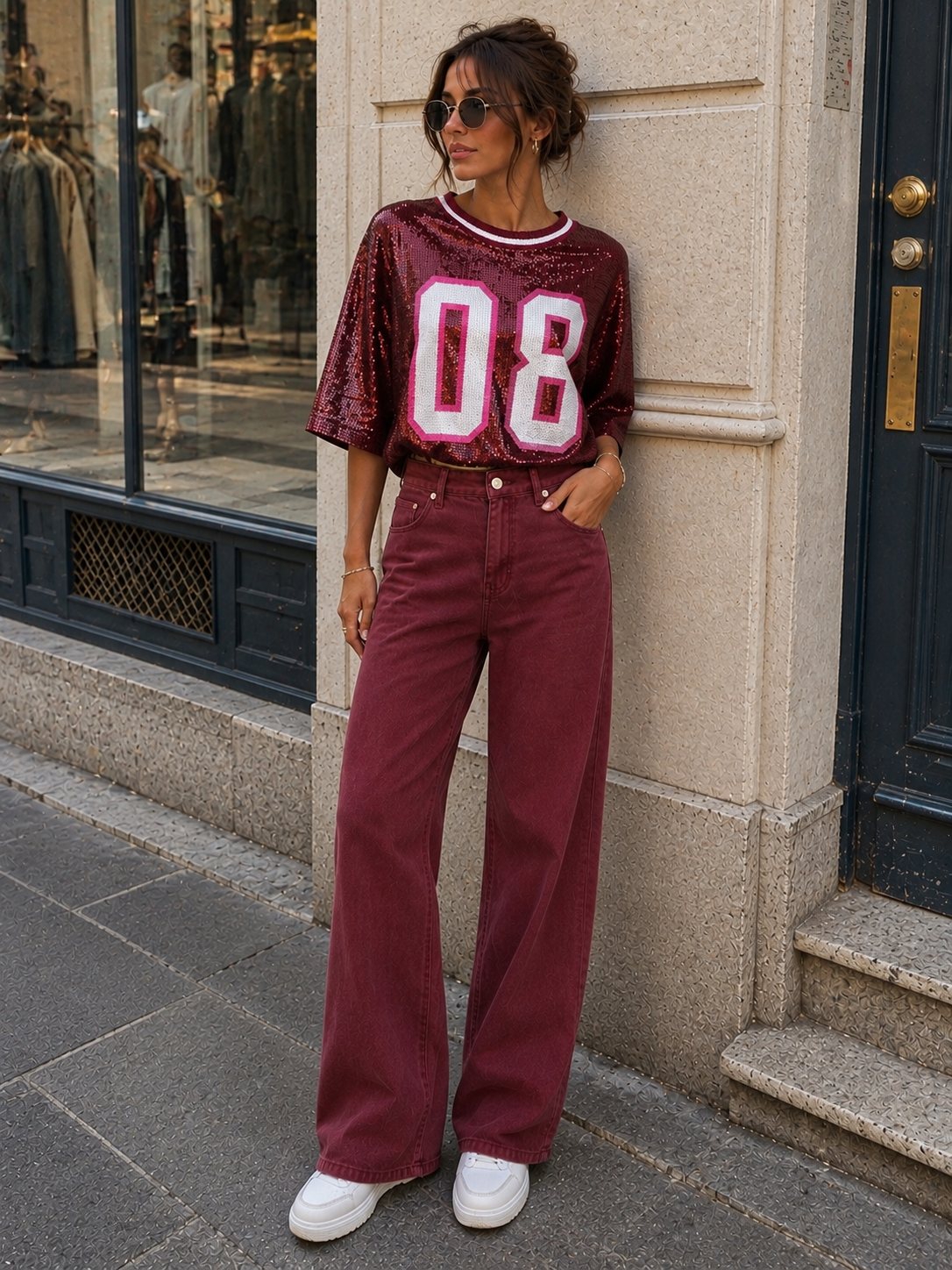 Jeans «Lara» bordeaux