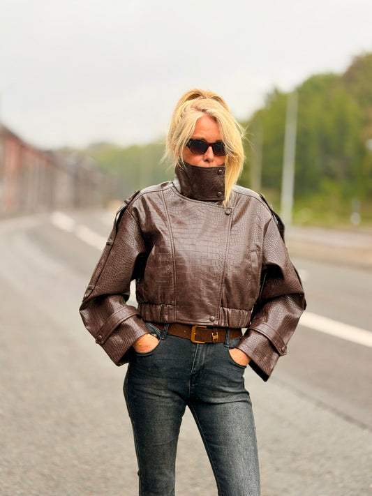 Veste simili croco "Sandy" Choco