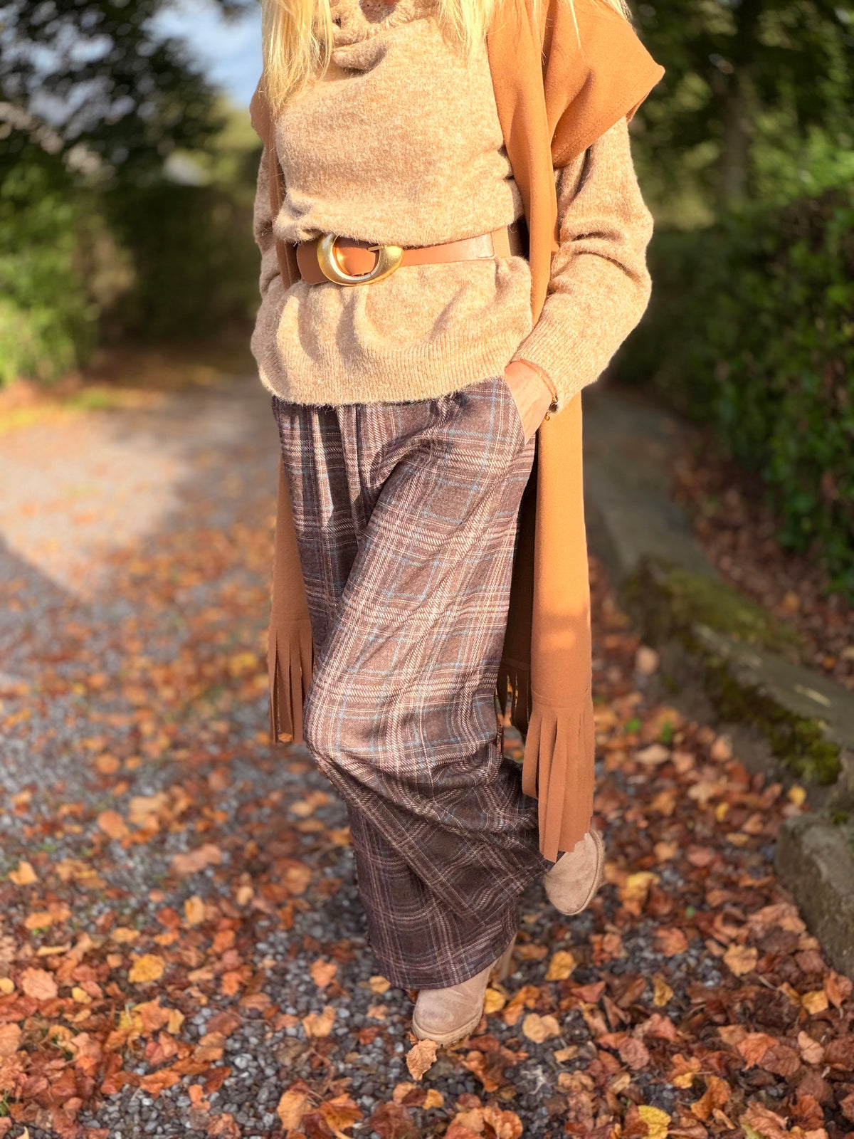 Pantalon carreaux femmes choco "Charles"