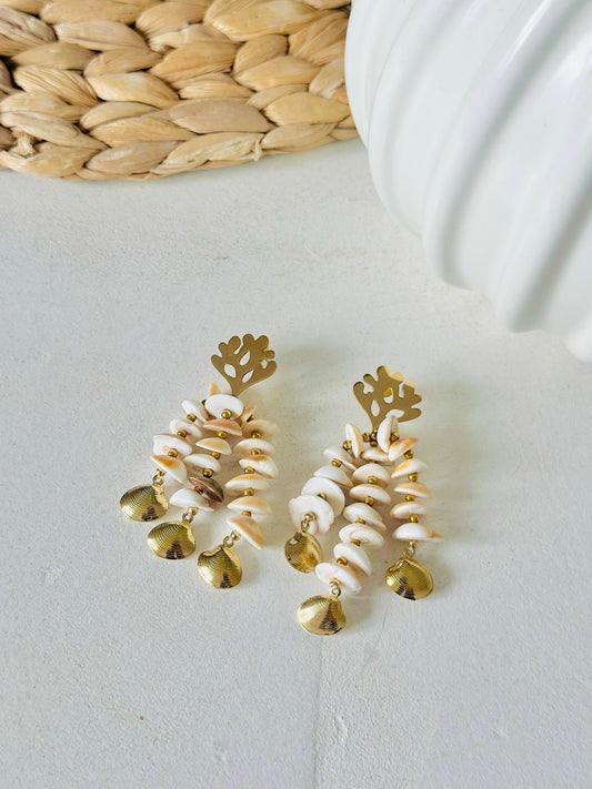Boucle d oreilles " OCÉAN " Dorée