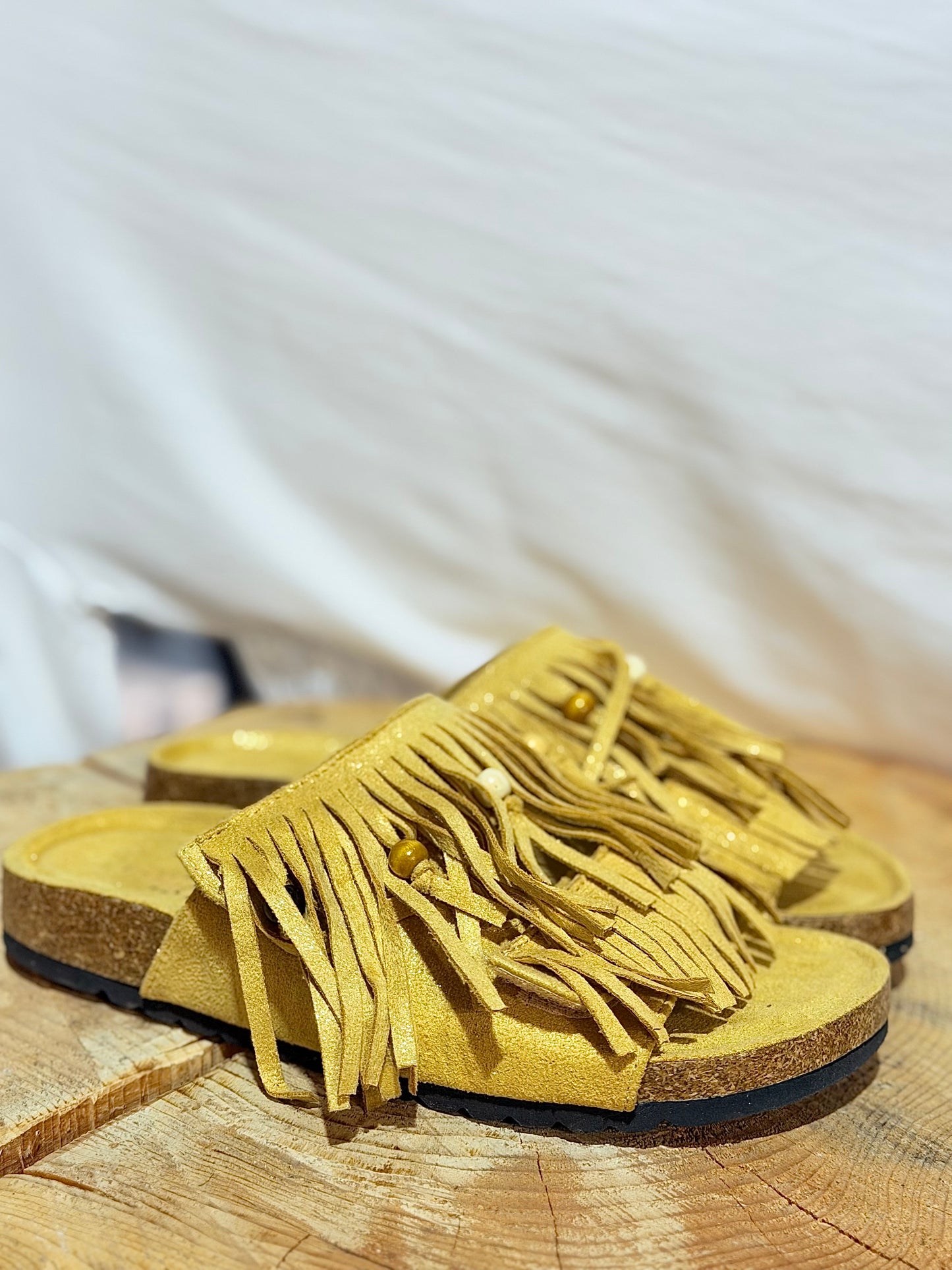Clapettes «Franges» jaune