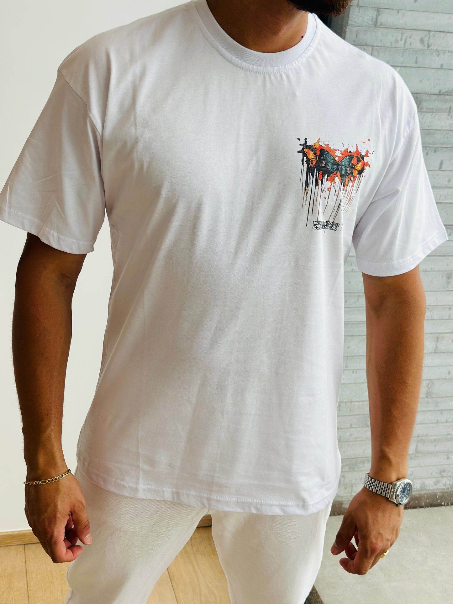 T SHIRT BUTTERFLY BLANC