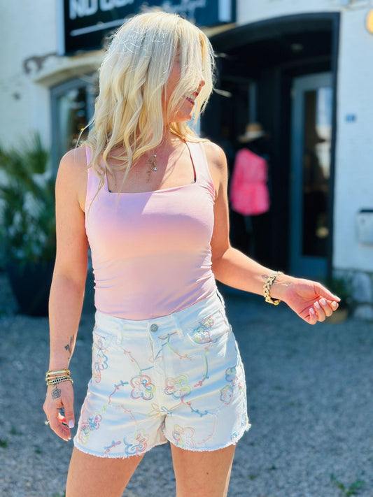 Short « FLOWER » BLANC