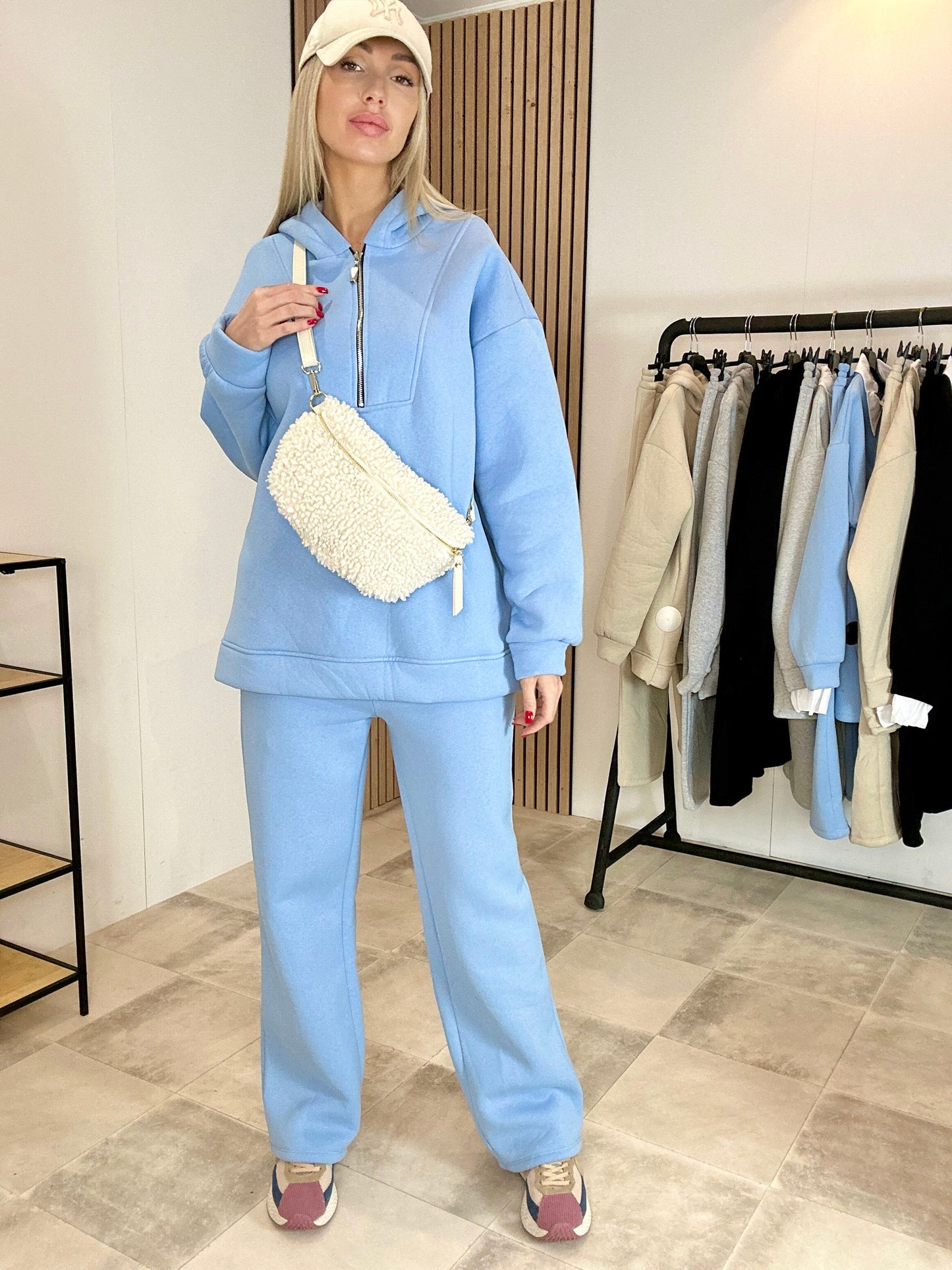 PANTALON MOLLETONNÉ BLEU EVA