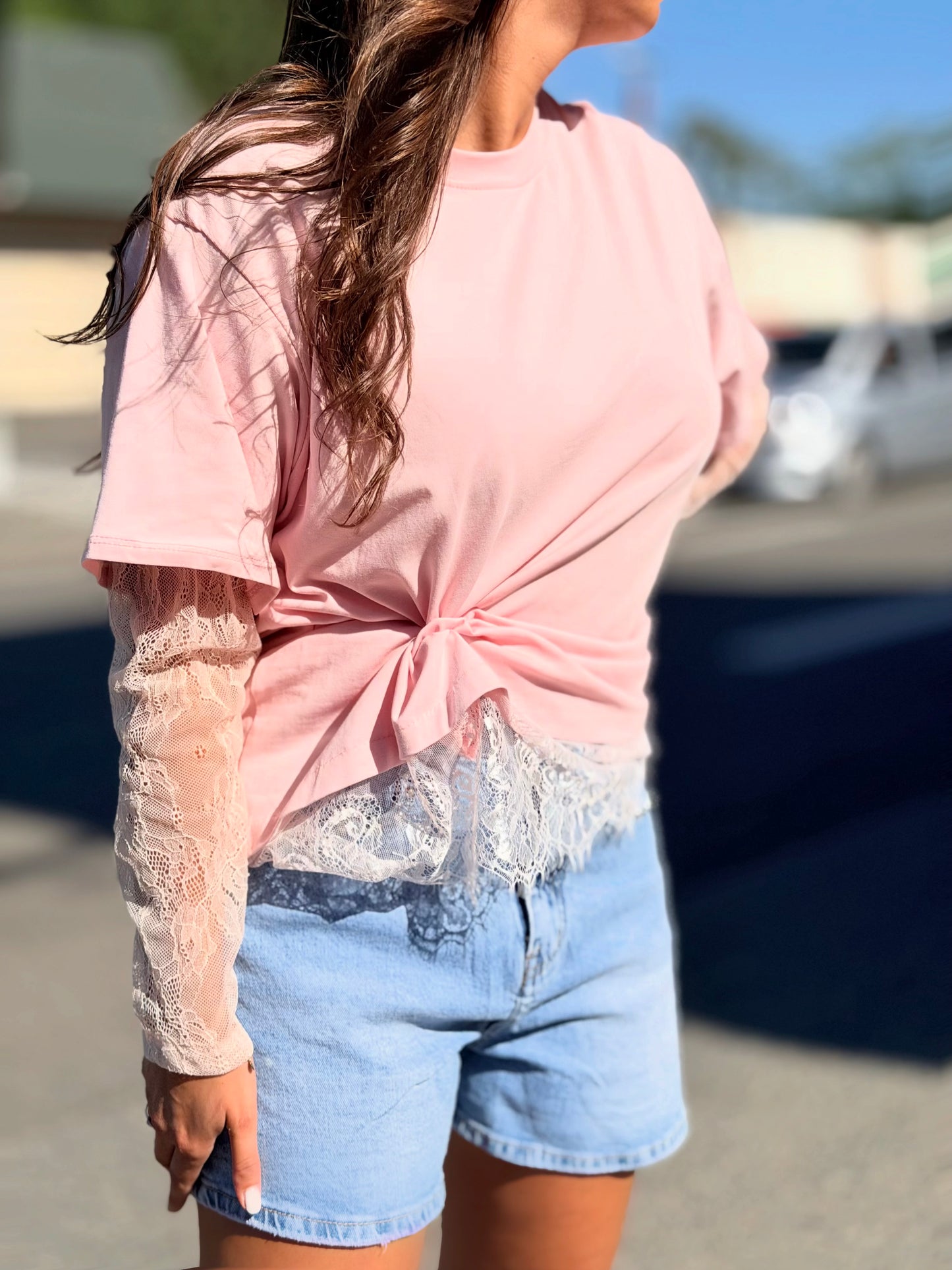 T-shirt long «Denty» rose