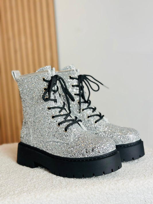 Bottines « FULL PAILETTE ARGENTÉ »