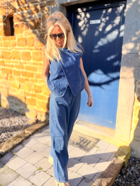 Jeans "Chris" bleu ligné