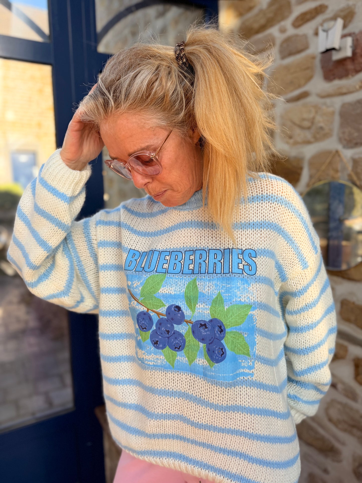 Pull " Blueberies " Bleu