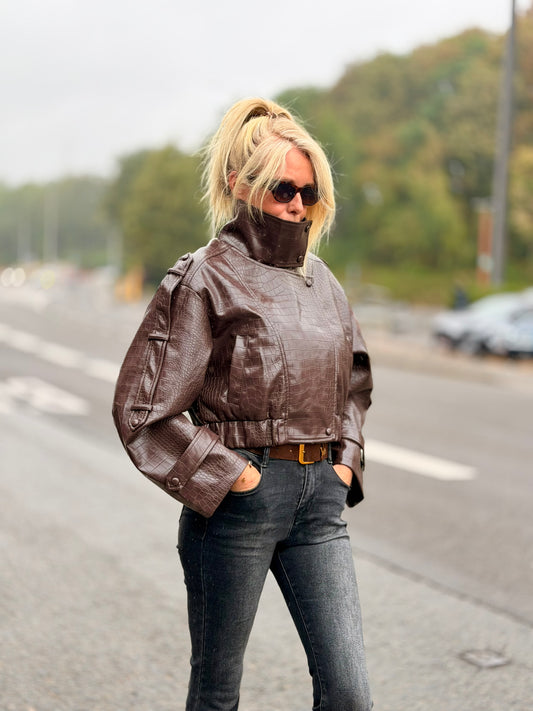 Veste simili croco "Sandy" Choco