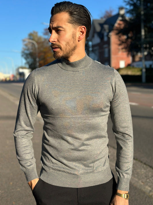PULL COL MONTANT GRIS