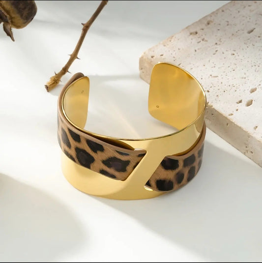 BRACELET BI MATIÈRE LÉOPARD