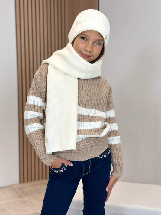 ENSEMBLE BONNET ET ÉCHARPE COEUR